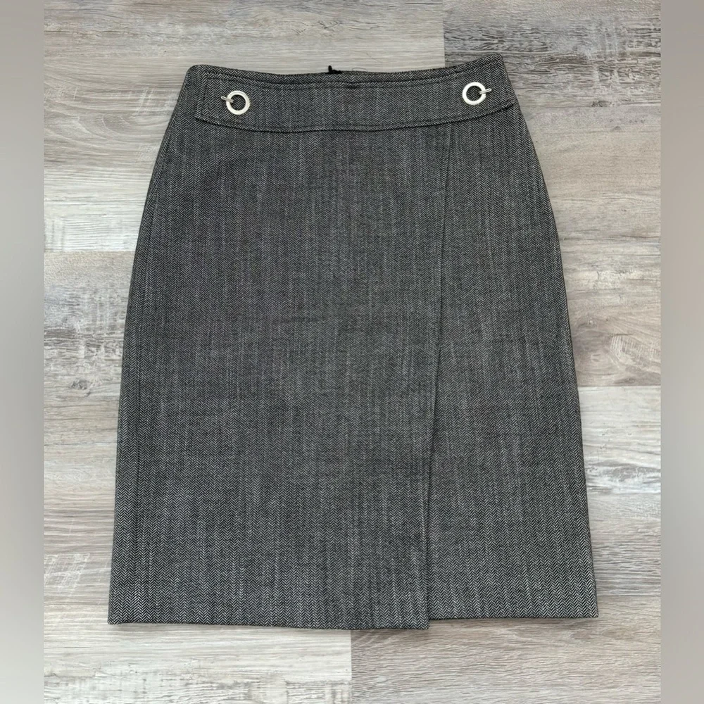 NWT H&M Pencil Skirt Women 4 Black Gray Knee Length Office Career Academia - Picture 6 of 13